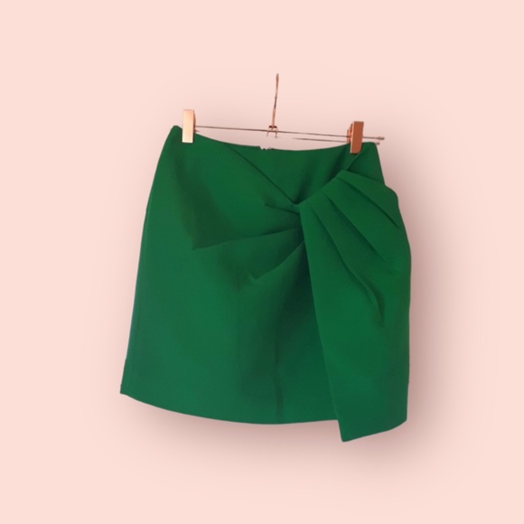 cameo Dresses & Skirts - Cameo green mini skirt with pleat front faux wrap detail size XS